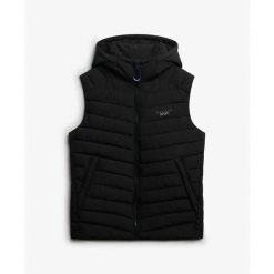 Kurtka puchowa bez rękawów Superdry Fuji. Czarne kurtki męskie Superdry, m, bez wzorów, z puchu, bez kaptura. Za 448.50 zł.