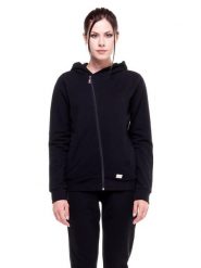 Bluza damska Greysongreys Asymetryczna z kapturem zapinana na zamek. Czarne bluzy damskie LEONE 1947 APPAREL, s, bez wzorów, bez ramiączek, z kapturem. Za 105.21 zł.