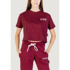 Koszulka crop top Kobieta ICON. Czerwone topy damskie ICON, bez wzorów, z bawełny, bez kołnierzyka, bez ramiączek. W wyprzedaży za 180.05 zł.