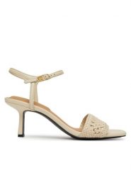 Tommy Hilfiger Sandały Crochet Lthr Kitten Sandal FW0FW08587 Beżowy. Brązowe sandały damskie Tommy Hilfiger, bez wzorów, ze skóry, bez obcasa, na szpilce, bez zapięcia. Za 349.99 zł.
