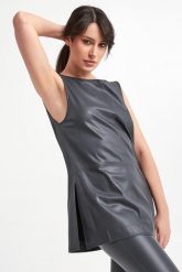 Top damski z ekoskóry Sagoma MAX MARA LEISURE. Topy damskie Max Mara Leisure, m, bez wzorów, bez kołnierzyka, bez ramiączek. W wyprzedaży za 563.72 zł.