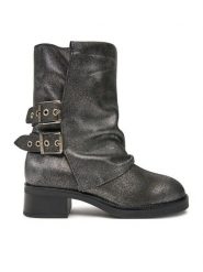 Steve Madden Botki Bonfire SM11003415 Srebrny. Szare botki damskie Steve Madden, bez wzorów, ze skóry, bez obcasa, na płaskiej podeszwie, bez zapięcia. Za 739.99 zł.