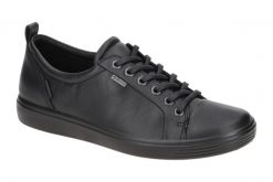 Sznurowane trampki damskie Ecco Soft 7. Czarne trampki i tenisówki damskie ecco, bez wzorów, z gore-texu, bez zapięcia. Za 673.00 zł.
