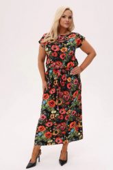 Czarna sukienka MAKOVSKA MAXI w maki i polne kwiaty PLUS SIZE XXL OVERSIZE. Czarne sukienki damskie Moda Size Plus Iwanek, do pracy, na lato, l, bez wzorów, z dzianiny, biznesowe, bez kołnierzyka, plus size, bez ramiączek, maxi, oversize. Za 319.90 zł.