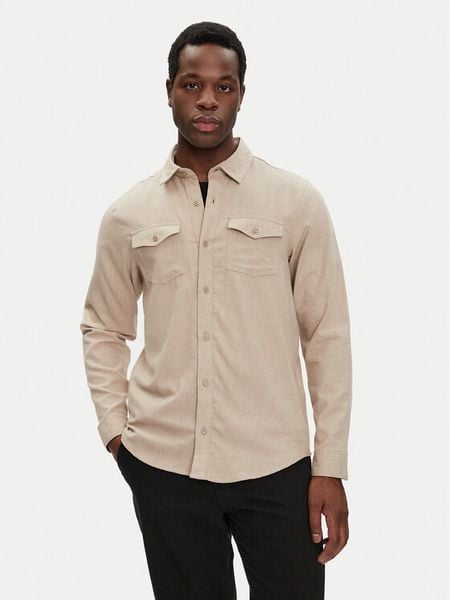 Brave Soul Koszula MSH-230CONANB Beżowy Regular Fit. Brązowe koszule męskie Brave Soul, m, bez wzorów, z bawełny, bez kołnierzyka, bez ramiączek. Za 69.99 zł.