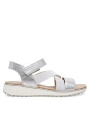 Caprice Sandały 9-28704-44 Srebrny. Szare sandały damskie Caprice, bez wzorów, ze skóry, bez obcasa, na koturnie, bez zapięcia. Za 244.99 zł.
