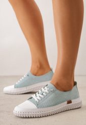 Jasnozielone Perforowane Tenisówki ze Skóry Naturalnej na Elastycznej Podeszwie Pigina. Zielone trampki i tenisówki damskie Renee, bez wzorów, z jeansu, bez zapięcia. Za 199.99 zł.