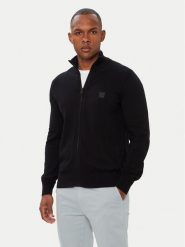 BOSS Kardigan Kanozip_S 50543692 Czarny Regular Fit. Czarne swetry męskie Boss, m, bez wzorów, z bawełny, bez kołnierzyka, bez ramiączek. Za 679.99 zł.