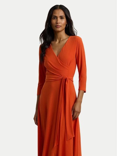 LAUREN RALPH LAUREN Sukienka koktajlowa 250769904041 Pomarańczowy. Brązowe sukienki damskie Lauren Ralph Lauren, bez wzorów, z syntetyku, wizytowe, bez kołnierzyka, bez ramiączek. Za 469.99 zł.