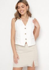 Beżowe Spódnico-Szorty z Wiskozą i Wysokim Stanem Listhiela. Brązowe szorty damskie Born2be, bez wzorów, z wiskozy, eleganckie, z podwyższonym stanem. Za 69.99 zł.