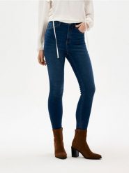 Jeansy skinny high waist - granatowy. Niebieskie jeansy damskie Sinsay, bez wzorów, z jeansu, z podwyższonym stanem. Za 49.99 zł.