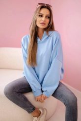Bluza z kapturem masełko niebieska. Niebieskie bluzy damskie KESI, l, bez wzorów, z elastanu, eleganckie, bez ramiączek, z kapturem. Za 204.91 zł.