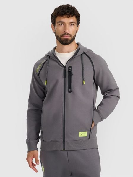 4F Bluza dresowa rozpinana z kapturem męska - szara XL. Szare bluzy męskie 4F, m, bez wzorów, z bawełny, z kapturem. Za 199.99 zł.