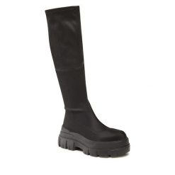 Kozaki Jenny Fairy. Czarne kozaki damskie Jenny Fairy, bez wzorów, bez obcasa, na płaskiej podeszwie, bez zapięcia. Za 149.99 zł.