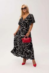 Sukienka kopertowa Valencia Mono MAXI z falującym rękawem i kobiecym dekoltem PLUS SIZE XXL OVERSIZE WIOSNA LATO. Białe sukienki damskie Moda Size Plus Iwanek, na co dzień, na lato, plus size, bez wzorów, z elastanu, eleganckie, bez kołnierzyka, plus size, bez ramiączek, maxi, kopertowe. Za 359.90 zł.