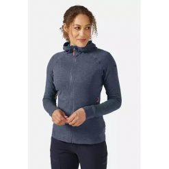Bluza z kapturem damska Rab Nexus Hoody. Niebieskie bluzy damskie RAB, xs, bez wzorów, sportowe, bez ramiączek, z kapturem. Za 289.99 zł.