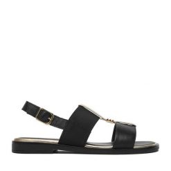 Sandały Lasocki. Czarne sandały damskie Lasocki, bez wzorów, bez obcasa, na płaskiej podeszwie, bez zapięcia. Za 129.99 zł.