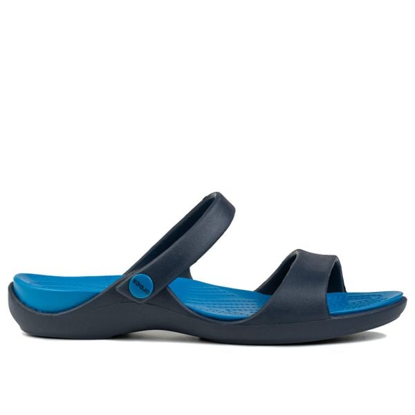 Klapki dmaskie basenowe Crocs Crocs CLEO V. Niebieskie klapki damskie Crocs, bez wzorów, sportowe, bez obcasa, bez zapięcia. W wyprzedaży za 89.00 zł.