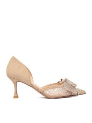 Eva Minge Szpilki EO-AVA-78096-202 Beżowy. Brązowe szpilki damskie Eva Minge, bez wzorów, ze skóry, bez obcasa, na szpilce, bez zapięcia. Za 449.99 zł.