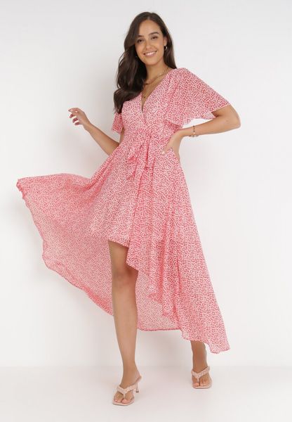 Czerwona Sukienka Orethais. Czerwone sukienki damskie Born2be, na co dzień, na lato, m, bez wzorów, z materiału, z asymetrycznym kołnierzem, bez ramiączek, midi, asymetryczne. Za 139.99 zł.