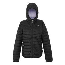 Kurtka Damska Hillpack IV Padded Jacket. Czarne kurtki sportowe damskie Regatta, bez wzorów, z puchu, bez ramiączek, bez kaptura, trekkingowe. Za 117.99 zł.