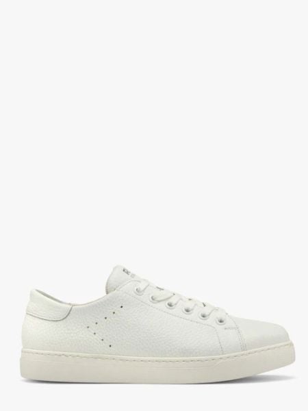 Białe półbuty sportowe na lekkim spodzie. Białe obuwie sportowe damskie Ryłko, bez wzorów, ze skóry, z okrągłym noskiem, bez zapięcia. W wyprzedaży za 279.99 zł.