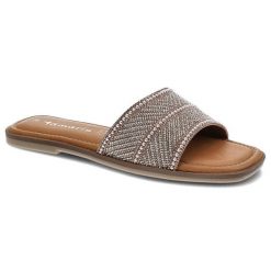 Różowe Klapki Tamaris Eleganckie Buty Damskie Na Lato. Czerwone klapki damskie Tamaris, na lato, bez wzorów, eleganckie, bez obcasa, na płaskiej podeszwie, bez zapięcia. Za 169.00 zł.