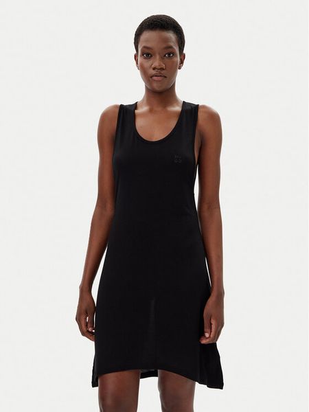 HUGO Sukienka letnia Beach 50540333 Czarny Relaxed Fit. Czarne sukienki damskie Hugo, na lato, xs, bez wzorów, z wiskozy, bez kołnierzyka, bez ramiączek. Za 229.99 zł.