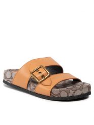 Coach Klapki Addison Leather C8899 Brązowy. Brązowe klapki damskie Coach, bez wzorów, ze skóry, bez obcasa, bez zapięcia. Za 549.99 zł.