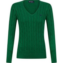 Sweter w kolorze ciemnozielonym. Zielone swetry nierozpinane damskie Denim Culture, l, bez wzorów, z bawełny, bez kołnierzyka, bez ramiączek. W wyprzedaży za 144.95 zł.