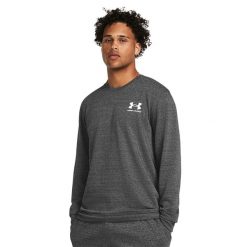Bluza męska Under Armour Rival Terry Lc Crew. Szare bluzy męskie Under Armour, m, bez wzorów, sportowe, bez ramiączek, bez kaptura. Za 160.99 zł.
