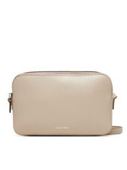 Calvin Klein Torebka Foil Logo Elongated Camera Bag LV04F3276G Beżowy. Brązowe listonoszki damskie Calvin Klein, bez wzorów, ze skóry, bez dodatków. Za 369.99 zł.
