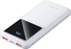 Powerbank Vention FHKW0, 10000mAh, Micro-USB, USB-C, 2xUSB-A, 22.5W (white). Białe powerbanki Vention. Za 54.80 zł.