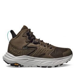 Trekkingi Hoka. Zielone botki męskie HOKA, bez wzorów, z gore-texu, bez obcasa, bez zapięcia. Za 499.99 zł.