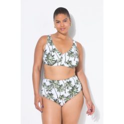 Damskie Figi od bikini wysoki stan nadruk z palmami. Białe bikini Ulla Popken, bez wzorów, z elastanu. Za 93.99 zł.