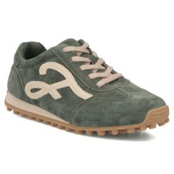 Skórzane półbuty damskie sneakersy zamszowe zielone Filippo DP7961. Zielone półbuty damskie Filippo, bez wzorów, ze skóry, bez obcasa, bez zapięcia. Za 209.99 zł.