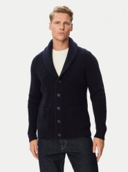 Gant Kardigan 8050331 Granatowy Regular Fit. Niebieskie swetry męskie GANT, l, bez wzorów, z wełny, bez kołnierzyka, bez ramiączek. Za 1,019.00 zł.