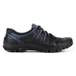 WASAK Buty męskie trekkingowe skórzane 0166W czarne. Czarne trekkingi męskie na jesień, z jeansu, bez zapięcia. Za 408.14 zł.