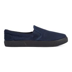 Niebieskie granatowe trampki wsuwane slip on. Niebieskie trampki i tenisówki damskie bez wzorów, bez zapięcia. Za 73.16 zł.