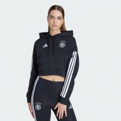 Bluza z kapturem Niemcy DNA. Czarne bluzy damskie Adidas, bez wzorów, sportowe, bez ramiączek, z kapturem. Za 259.00 zł.