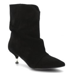 Czarne Boki Chebello Stylowe Obuwie Damskie Na Szpilce. Czarne kozaki damskie CheBello, bez wzorów, z materiału, ze szpiczastym noskiem, bez obcasa, na obcasie, bez zapięcia. Za 535.99 zł.