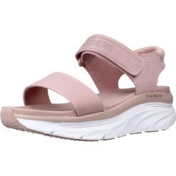 Sandały SKECHERS DLUX WALKER NEW BLOCK Rose. Czerwone sandały damskie Skechers, bez wzorów, z tkaniny, bez obcasa, bez zapięcia. Za 390.00 zł.