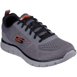 Buty sportowe męskie Skechers Track Leshur. Szare buty sportowe męskie Skechers, bez wzorów, bez zapięcia. Za 279.99 zł.
