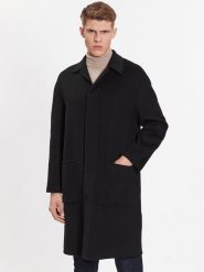 Calvin Klein Płaszcz wełniany K10K111601 Czarny Regular Fit. Czarne płaszcze męskie Calvin Klein, m, bez wzorów, z syntetyku, bez kołnierzyka, bez kaptura. Za 1,899.00 zł.