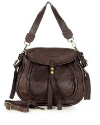 Saddle bag c. brązowy caffe Marco Mazzini v67e. Brązowe shopperki damskie bez wzorów, z materiału, na ramię, małe, bez dodatków. Za 599.00 zł.