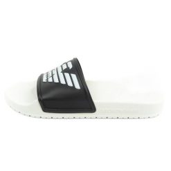 Klapki Emporio Armani XVPS04D 850 czarne. Czarne klapki męskie bez wzorów, z syntetyku, bez zapięcia. Za 222.50 zł.