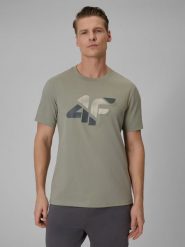 4F T-shirt regular z nadrukiem męski - khaki XXL. Brązowe t-shirty męskie 4F, m, bez wzorów, z bawełny, bez kołnierzyka, bez ramiączek. Za 59.99 zł.