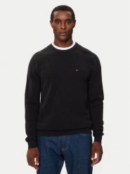 Tommy Hilfiger Sweter Essential MW0MW36347 Czarny Regular Fit. Czarne swetry męskie Tommy Hilfiger, m, bez wzorów, z bawełny, bez kołnierzyka, bez ramiączek. Za 409.99 zł.