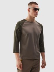 4F Longsleeve rowerowy szybkoschnący męski - brązowy S. Brązowe koszulki sportowe męskie 4F, l, bez wzorów, z dzianiny, bez ramiączek, rowerowe. W wyprzedaży za 59.99 zł.