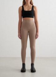 Damskie legginsy wysoki stan, drapane wewnątrz, second skin Warming ciemny brąz. Brązowe legginsy damskie Aim'n, bez wzorów, z elastanu. Za 202.80 zł.